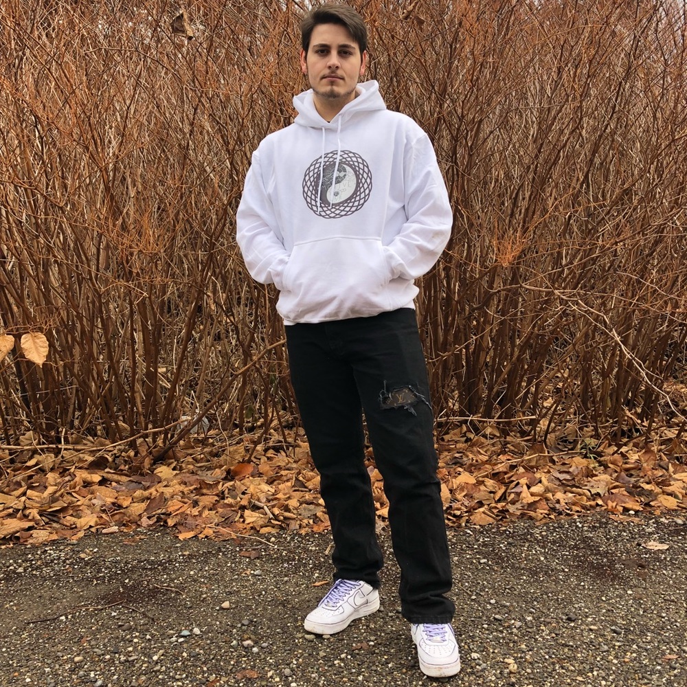 White Ying Yang Hoodie
